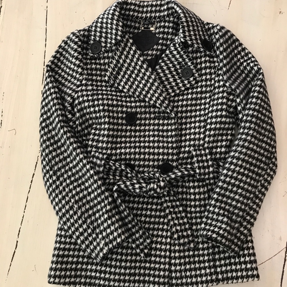 JuJu Girl’s Houndstooth Pea Coat Sz L